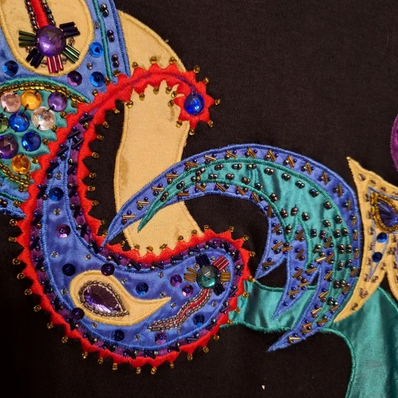 Vintage Jarrods Colorful 90's BEADED Pullover Top Ladies Med ART TEACHER ARTSY - Picture 3 of 6